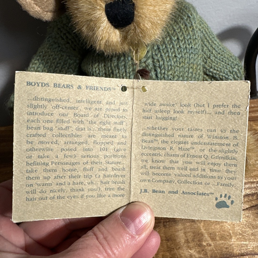 Vintage Boyds Bears Mrs Trumbull #91833 w Hat‎ and Green Sweater Plush w/ tags - Picture 5 of 9